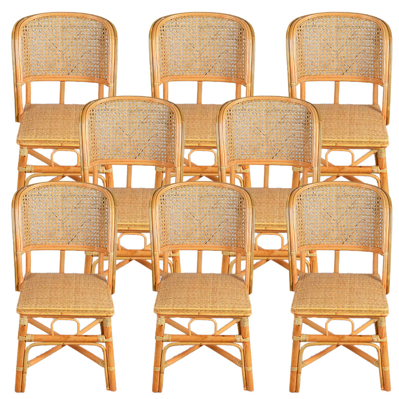 Contemporary Armless Wicker Chair Home Cane Back Dining Chair