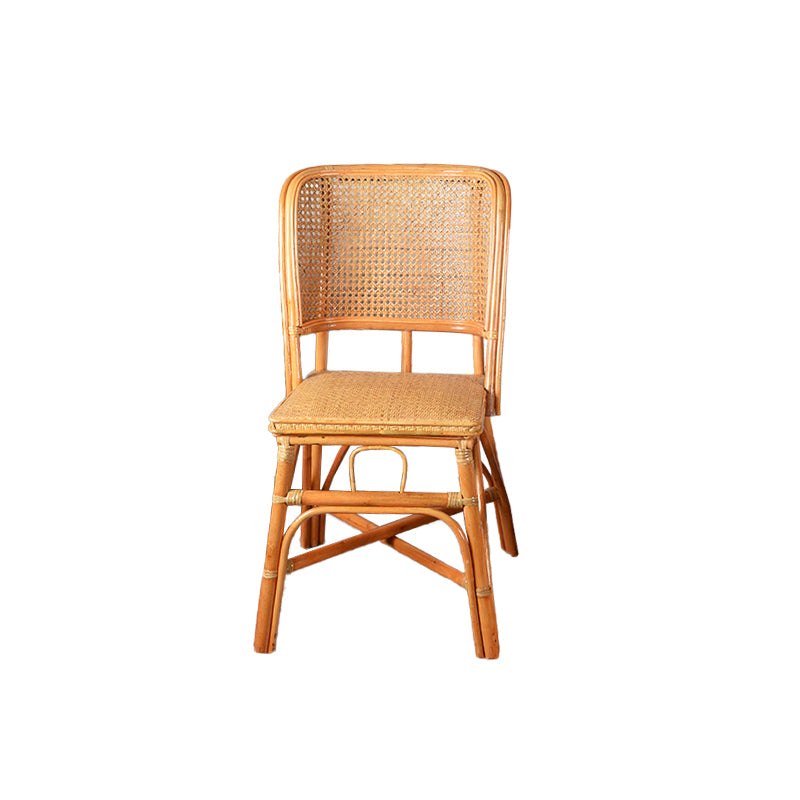 Contemporary Armless Wicker Chair Home Cane Back Dining Chair