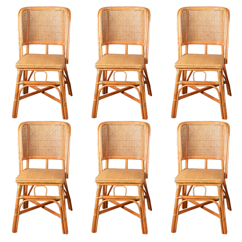 Contemporary Armless Wicker Chair Home Cane Back Dining Chair