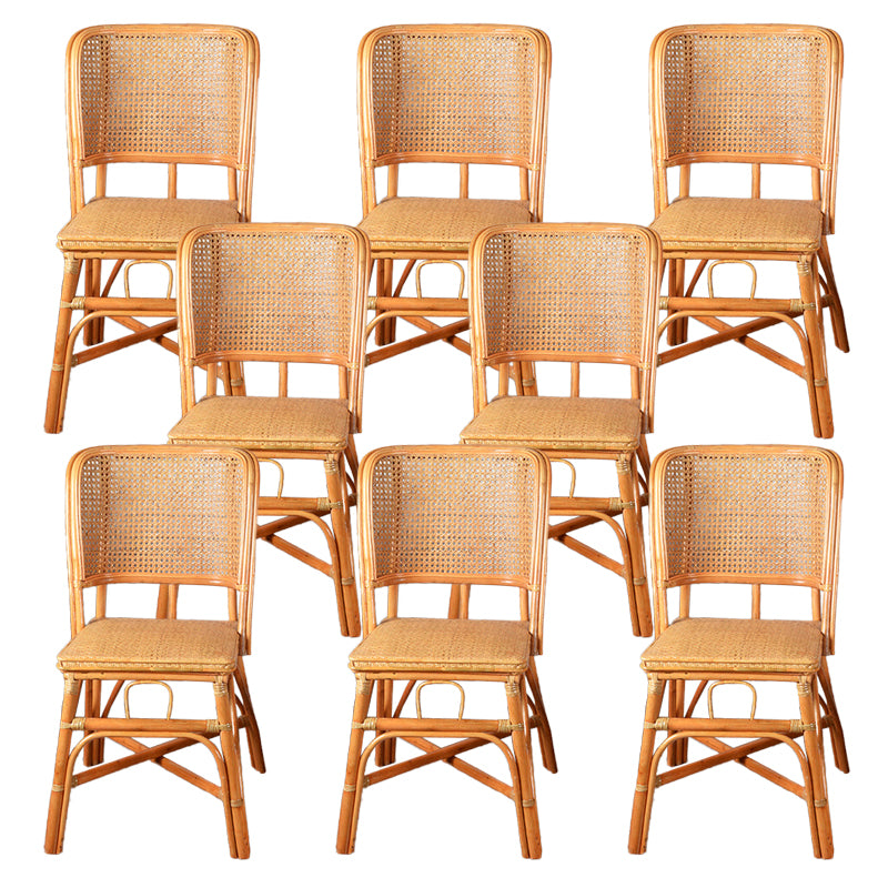 Contemporary Armless Wicker Chair Home Cane Back Dining Chair
