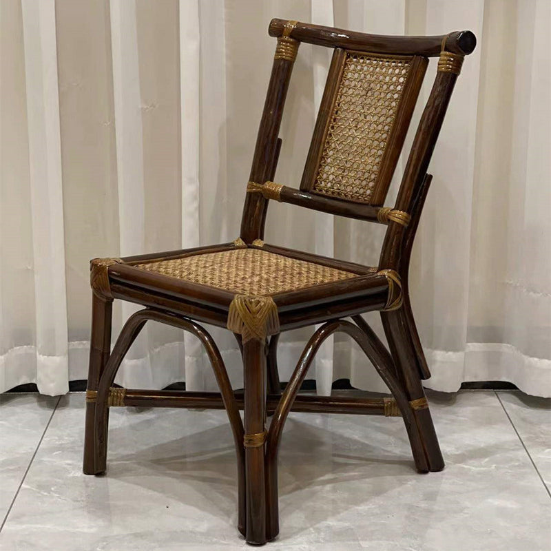 Contemporary Armless Wicker Chair Home Cane Back Dining Chair