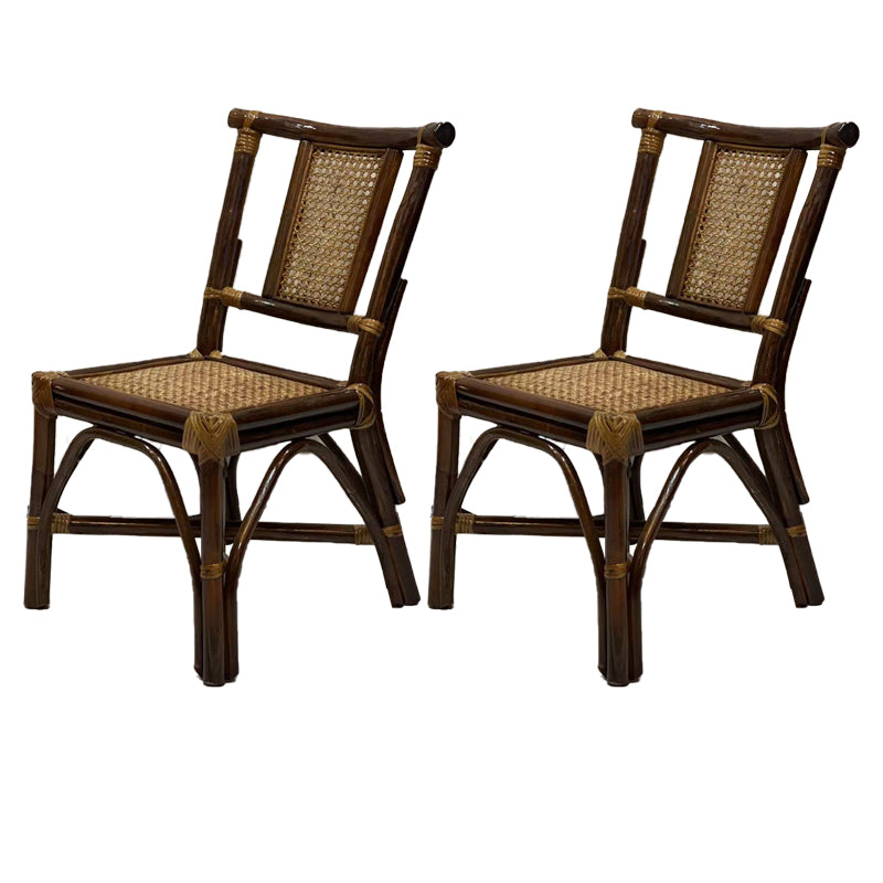Contemporary Armless Wicker Chair Home Cane Back Dining Chair