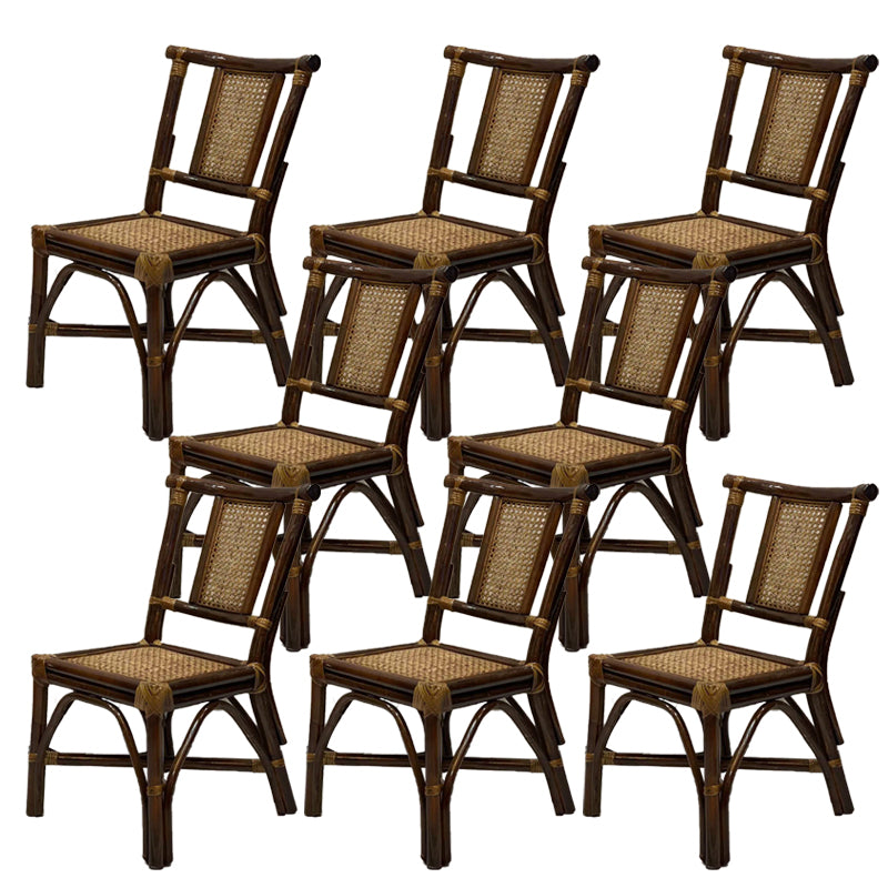 Contemporary Armless Wicker Chair Home Cane Back Dining Chair