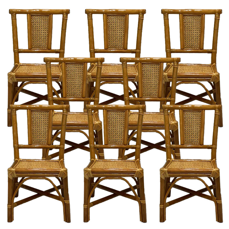 Contemporary Armless Wicker Chair Home Cane Back Dining Chair