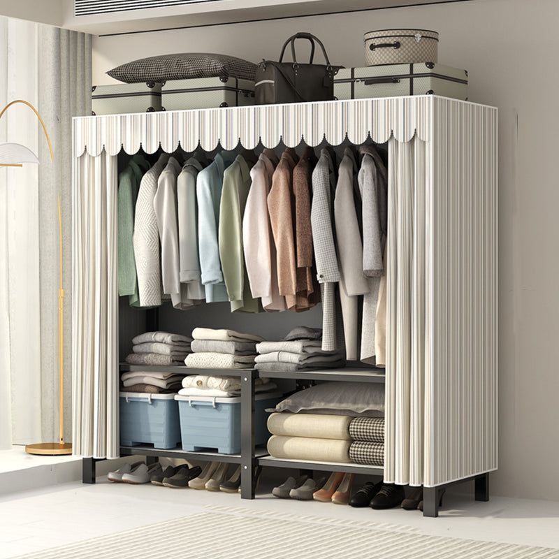 Freestanding Metal Frame Wardrobe Foldable Wardrobe with Garment Rod