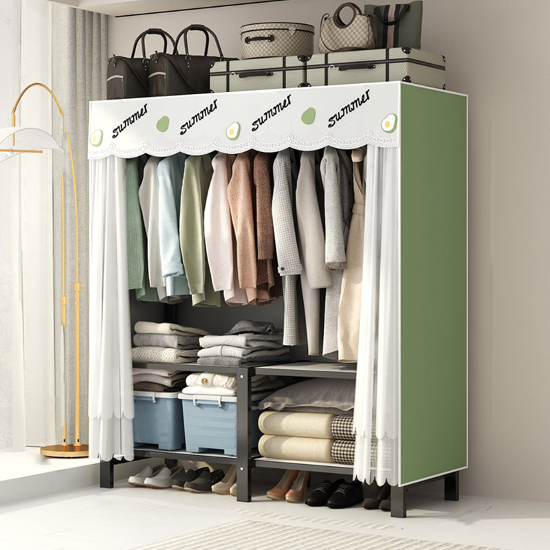 Freestanding Metal Frame Wardrobe Foldable Wardrobe with Garment Rod