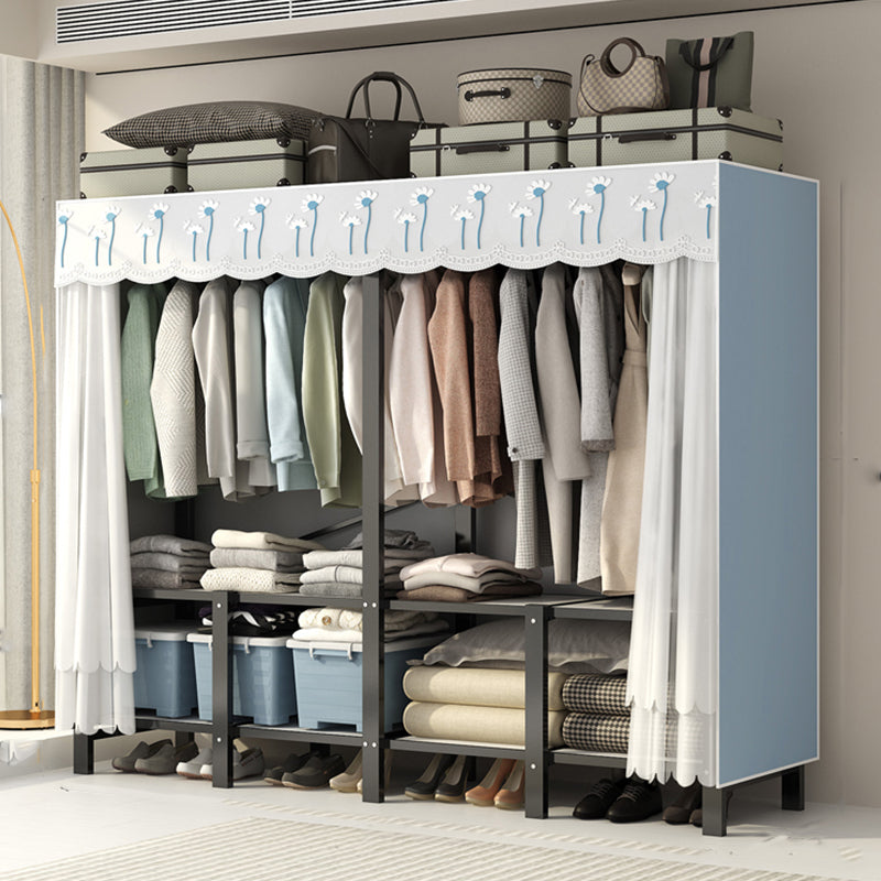 Freestanding Metal Frame Wardrobe Foldable Wardrobe with Garment Rod