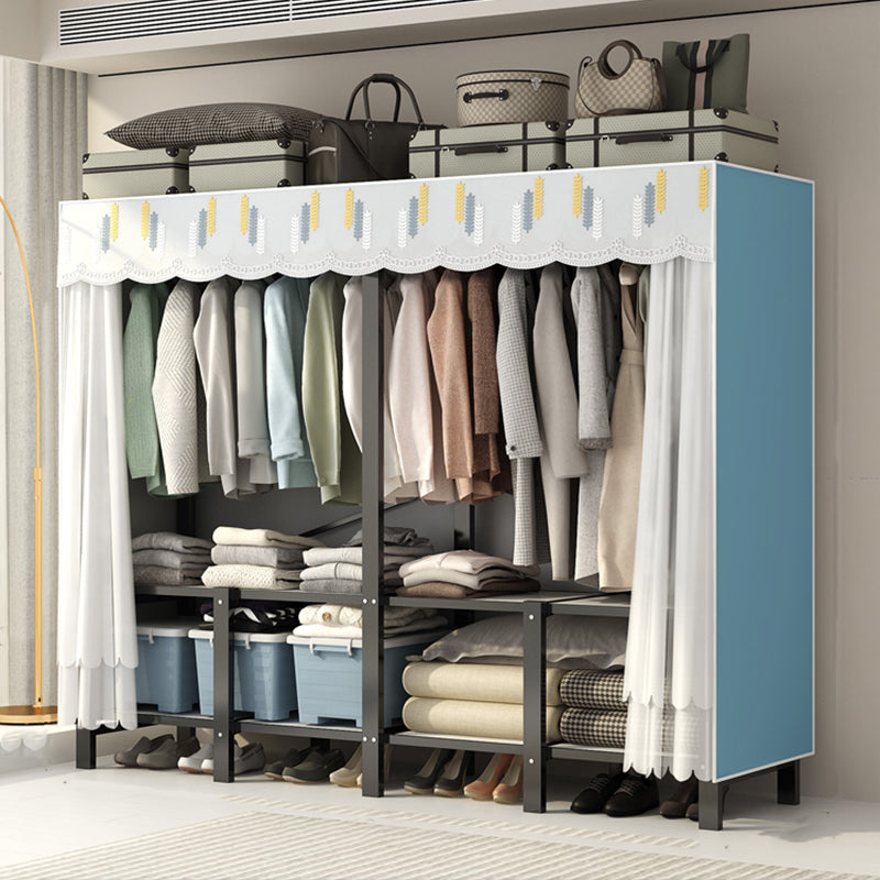 Freestanding Metal Frame Wardrobe Foldable Wardrobe with Garment Rod