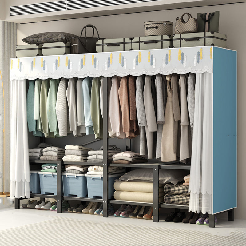 Freestanding Metal Frame Wardrobe Foldable Wardrobe with Garment Rod
