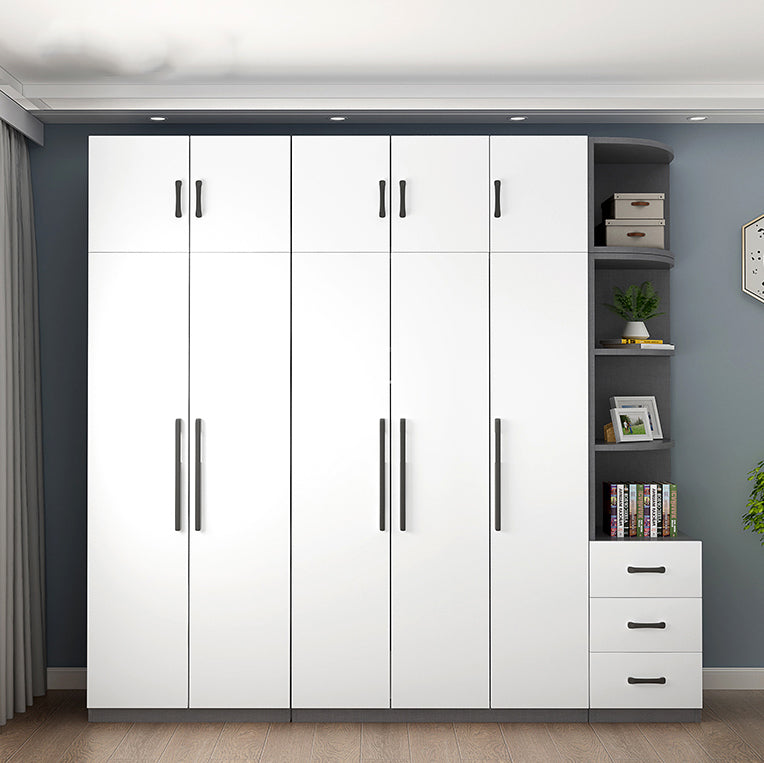 Modern Wood Frame Wardrobe Armoire Freestanding Wardrobe with Shelves