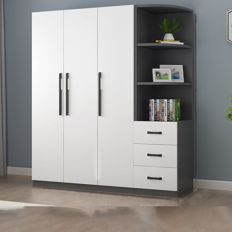 Modern Wood Frame Wardrobe Armoire Freestanding Wardrobe with Shelves