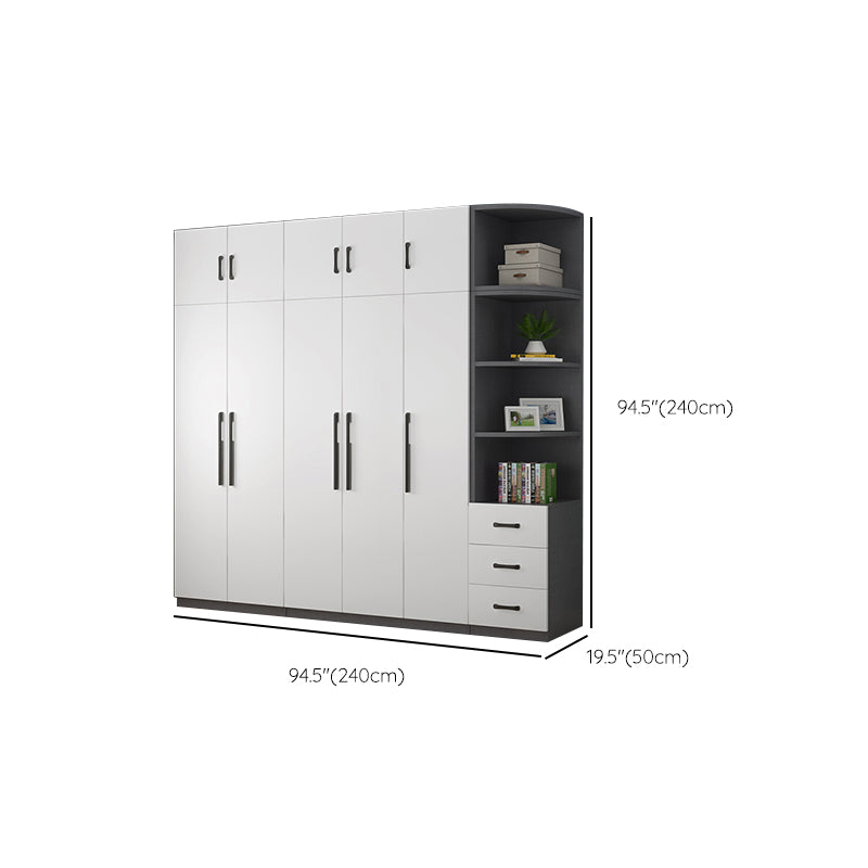 Modern Wood Frame Wardrobe Armoire Freestanding Wardrobe with Shelves