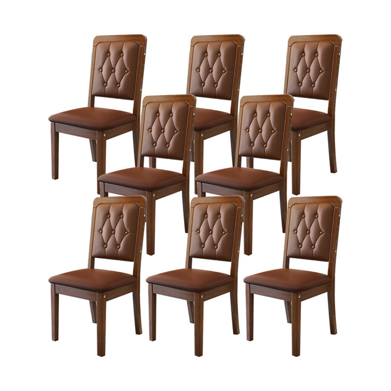 Wood Tufted Dining Chair Modern Style Upholstered Armless Dining Chairs