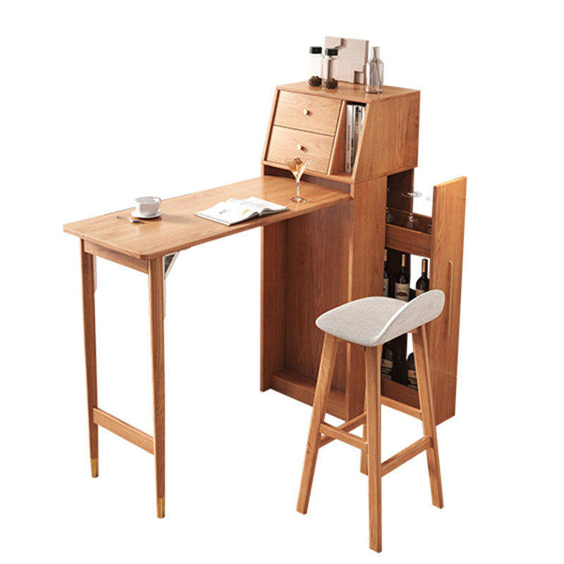 1/2/3 Pieces Table and Stool Set Wood Rectangular Pub Dining Set