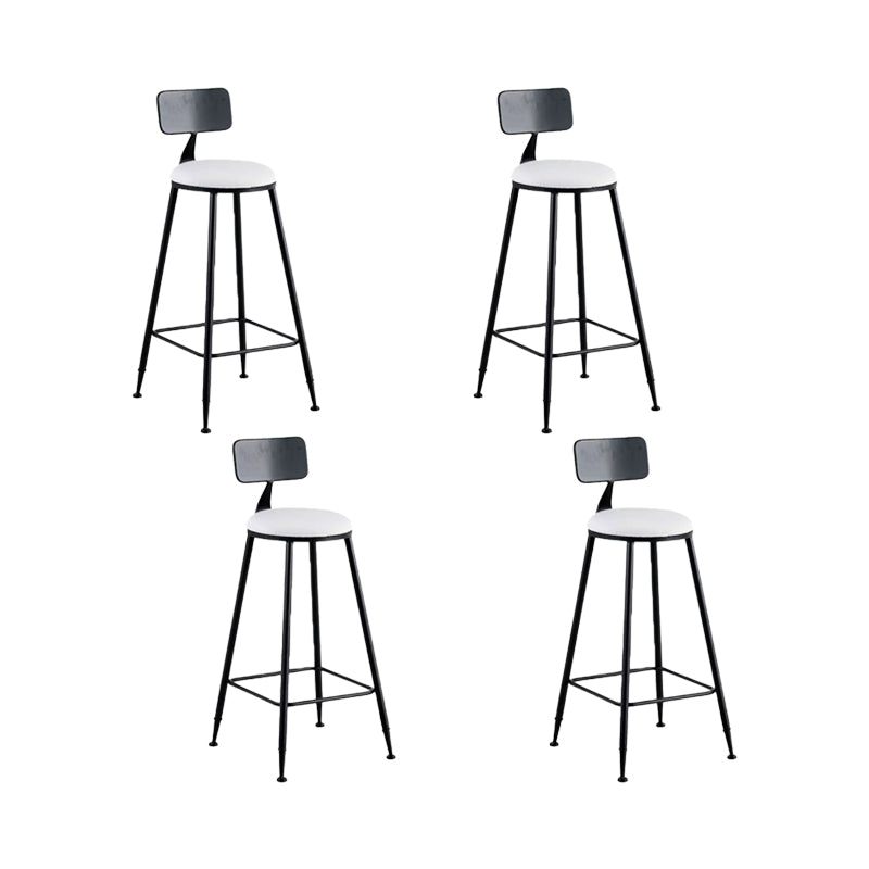 Glam Low Back Dining Stools Round Upholstered Bar Stools with Footrest