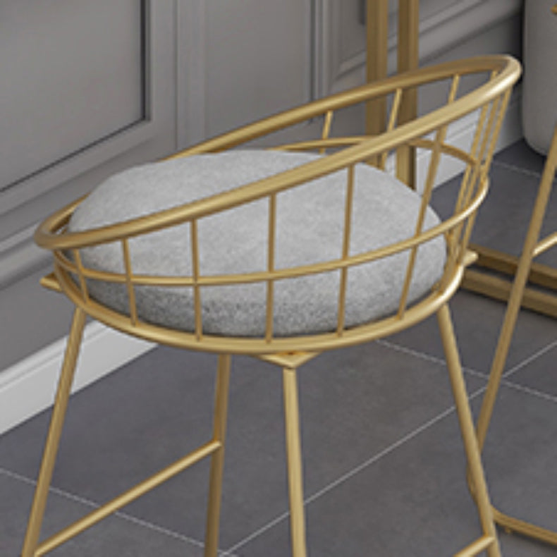 Glam Low Back Dining Stools Round Upholstered Bar Stools with Footrest