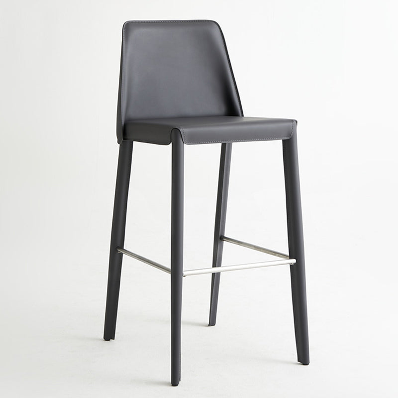 Faux Leather Bar Stools Modern Style Patio Bar Stool with Backrest