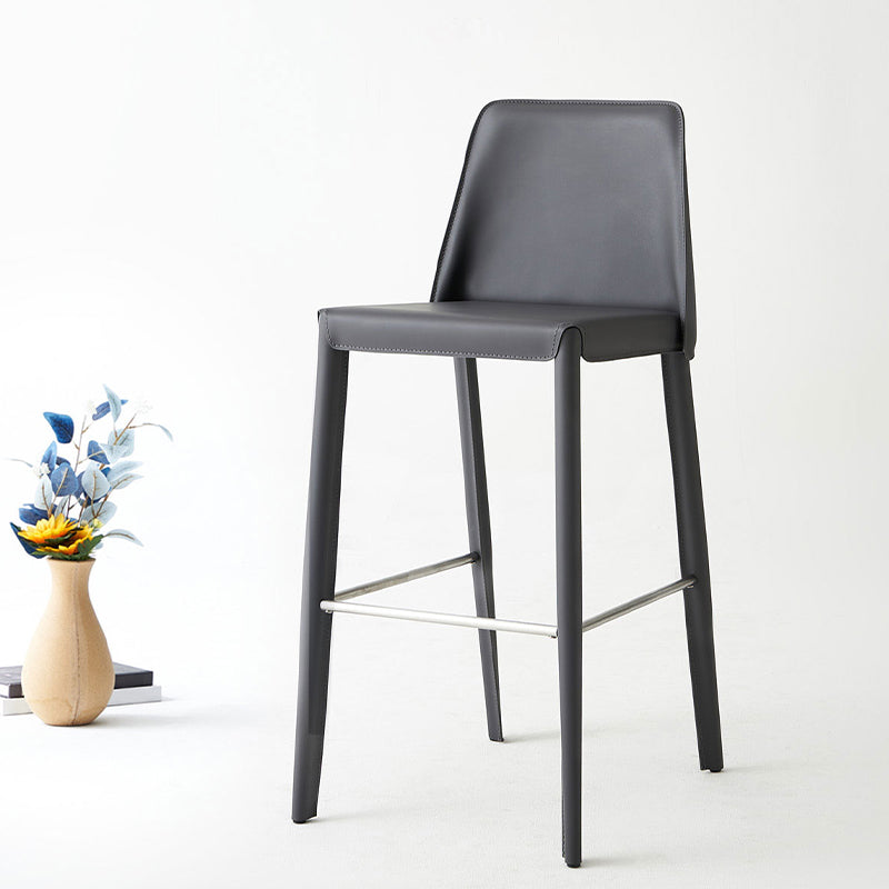 Faux Leather Bar Stools Modern Style Patio Bar Stool with Backrest
