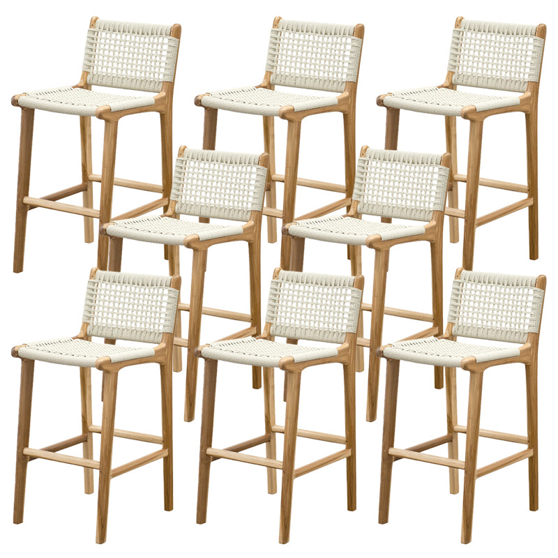 Low Back Bar Stools White Dining Stools with Solid Wood Base