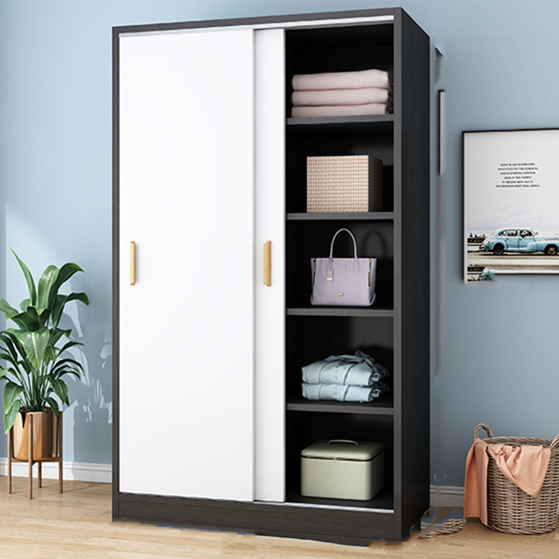 Freestanding Wood Frame Wardrobe Armoire Contemporary Multifunctional Wardrobe