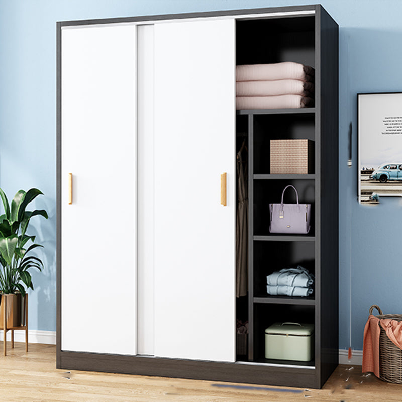 Freestanding Wood Frame Wardrobe Armoire Contemporary Multifunctional Wardrobe