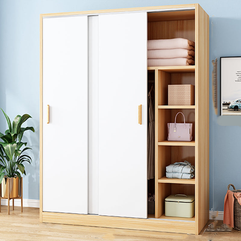 Freestanding Wood Frame Wardrobe Armoire Contemporary Multifunctional Wardrobe