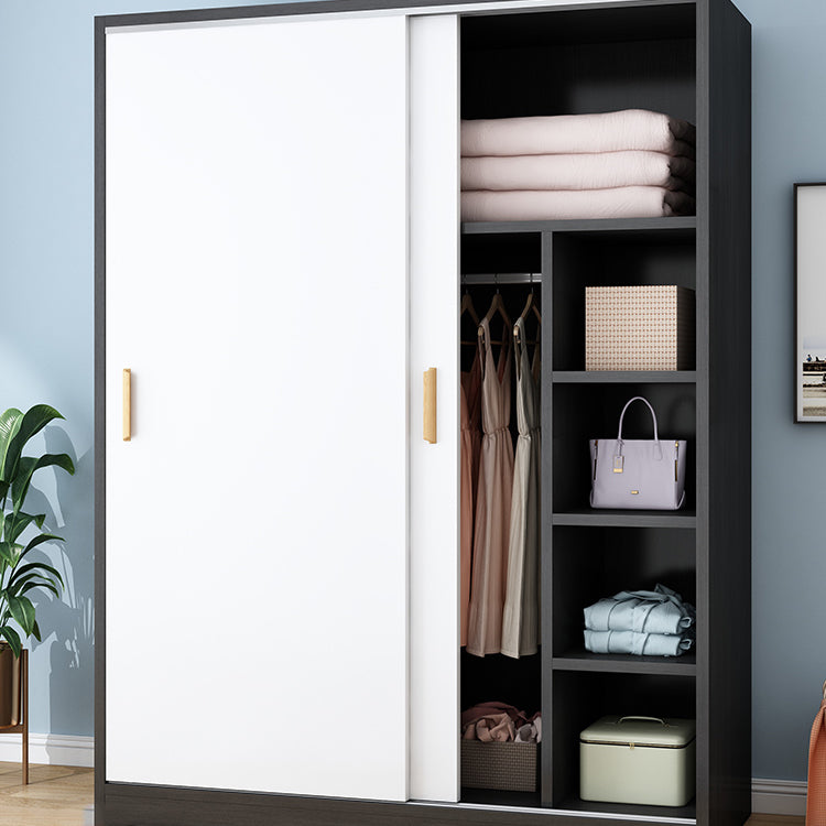 Freestanding Wood Frame Wardrobe Armoire Contemporary Multifunctional Wardrobe