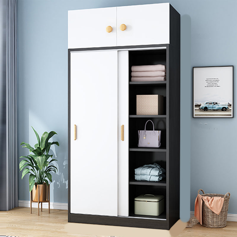 Freestanding Wood Frame Wardrobe Armoire Contemporary Multifunctional Wardrobe