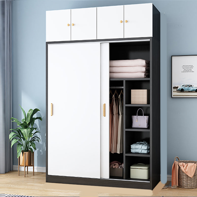 Freestanding Wood Frame Wardrobe Armoire Contemporary Multifunctional Wardrobe
