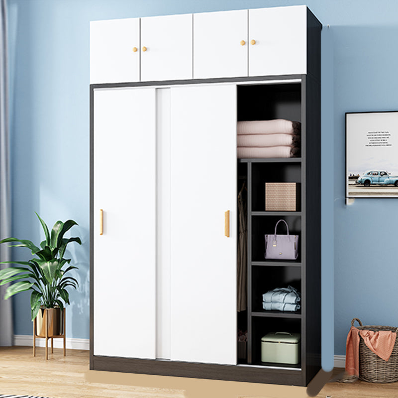 Freestanding Wood Frame Wardrobe Armoire Contemporary Multifunctional Wardrobe
