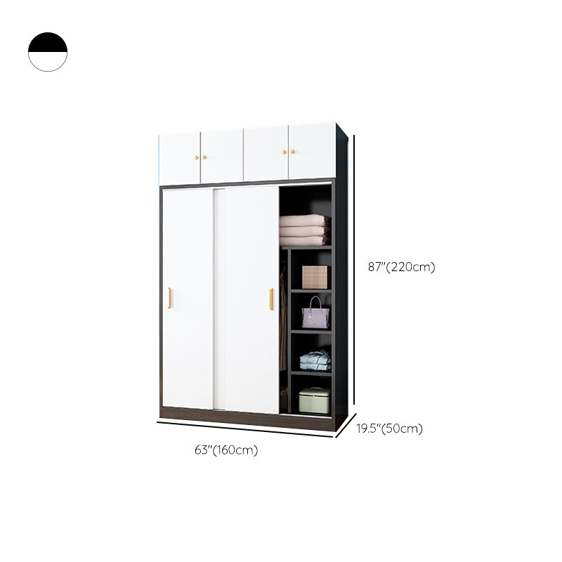 Freestanding Wood Frame Wardrobe Armoire Contemporary Multifunctional Wardrobe