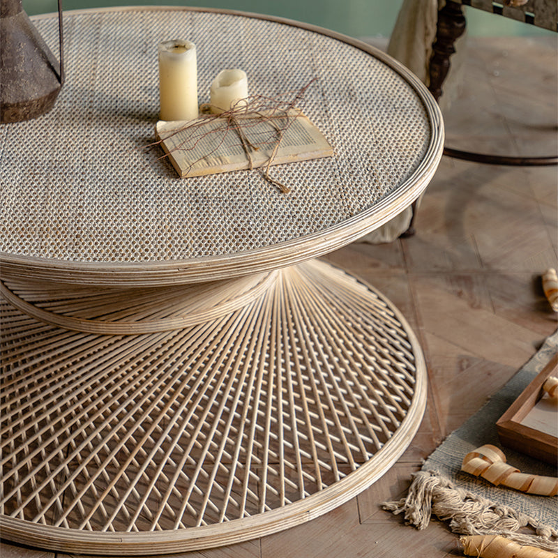 Rustic Corner Table Round Pedestal Distressed Accent Side Table