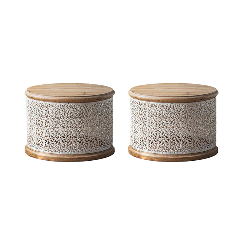 French Country Corner Table Round Solid Wood Accent Side Table