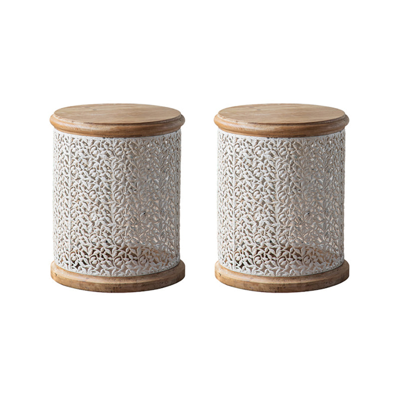 French Country Corner Table Round Solid Wood Accent Side Table