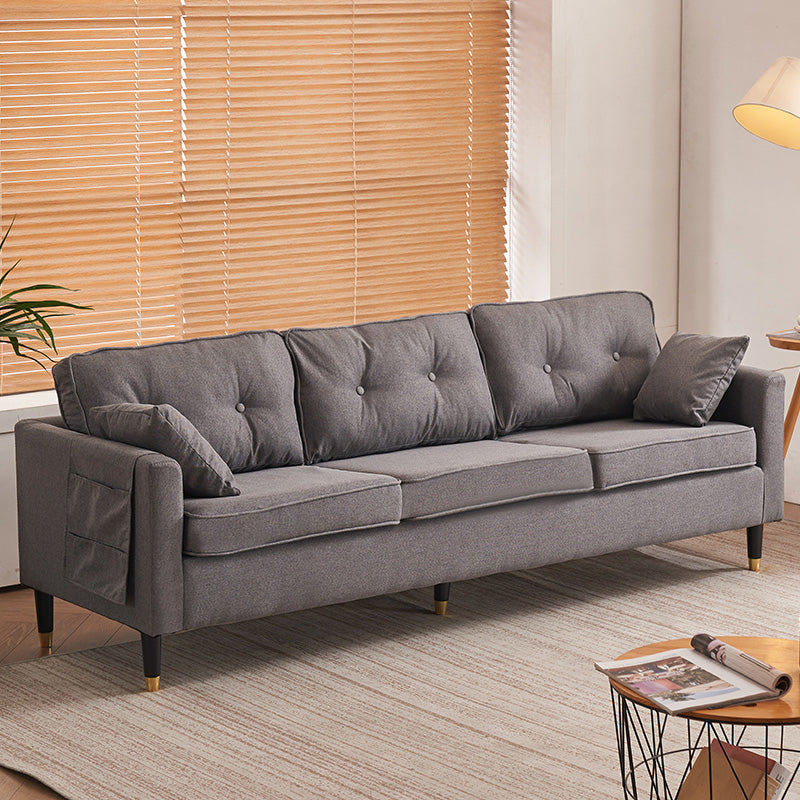 25" Wide Contemporary Sofa 3 Seater Tufted Pillows Fabric Seating with Storage
