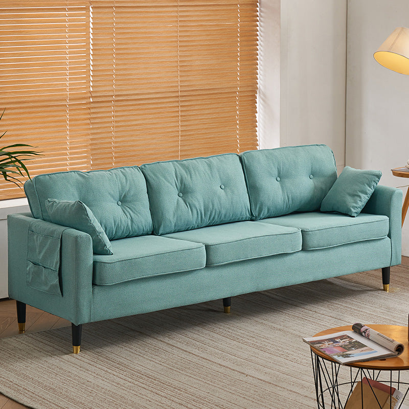 25" Wide Contemporary Sofa 3 Seater Tufted Pillows Fabric Seating with Storage