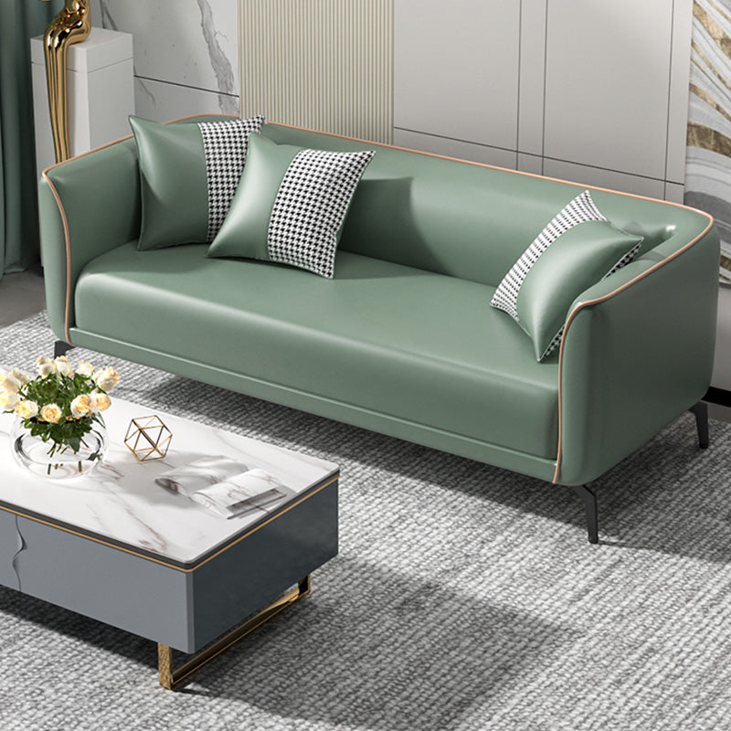 25" Wide Contemporary Sofa 3 Seater Leather Seating with 3 Pillows