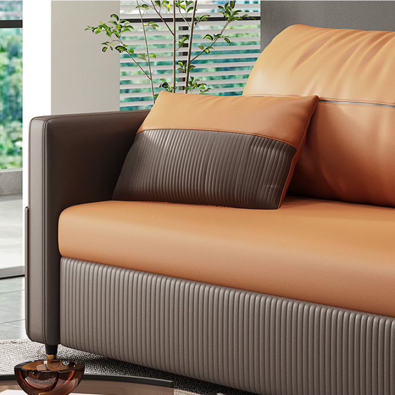 Contemporary Futon Sofa Bed with Storage Pillow Back Square Arms Sleeper Sofa