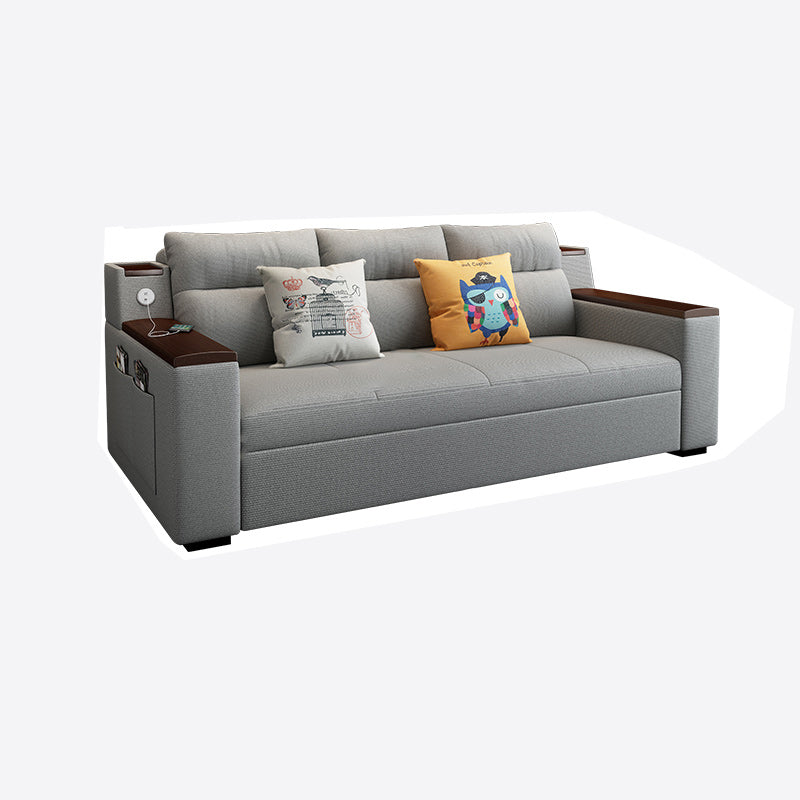 Contemporary Futon Sleeper Sofa Square Arms Futon and Mattress with Storage