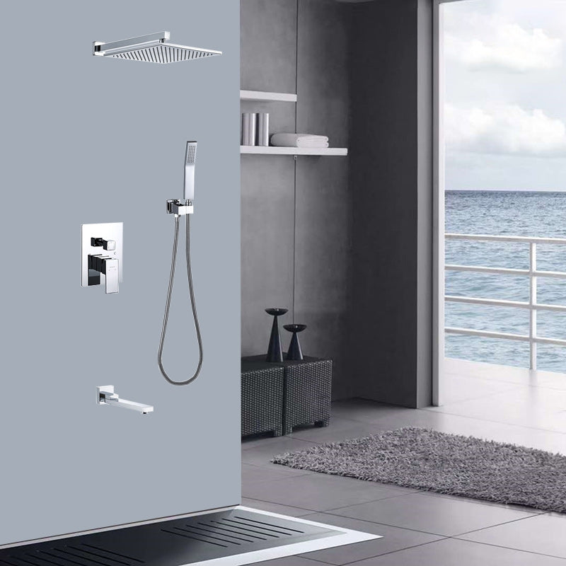 Modern Shower Trim Brass Temperature Control Handheld Shower Head Shower Combo