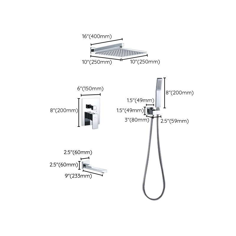 Modern Shower Trim Brass Temperature Control Handheld Shower Head Shower Combo