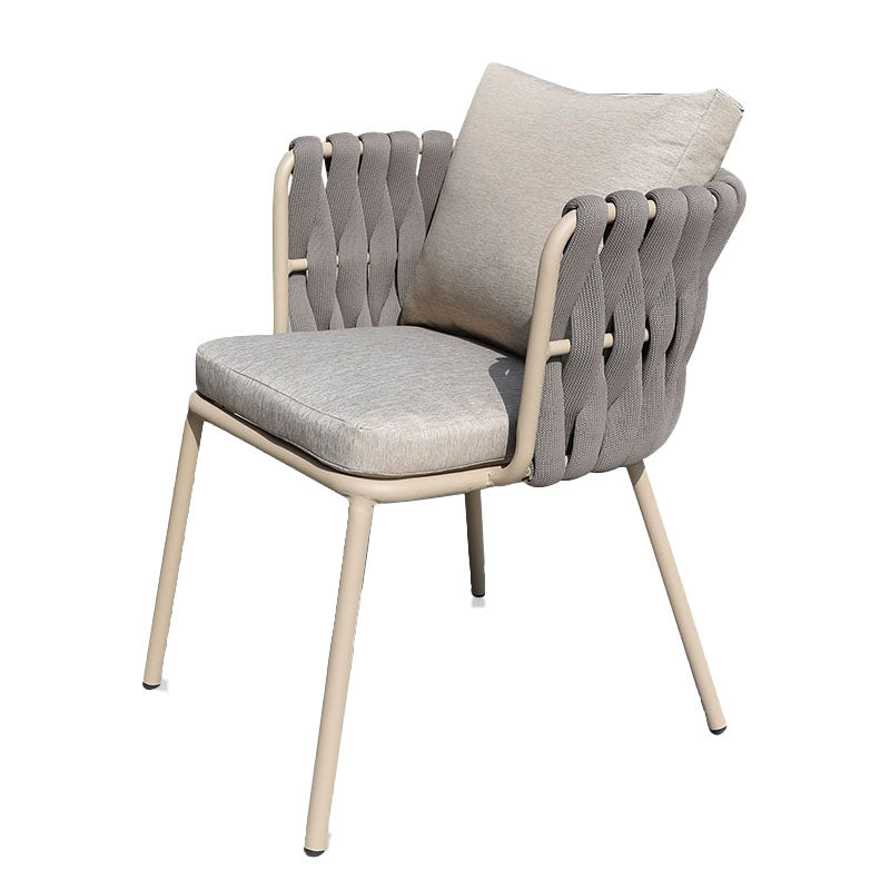 Tropical Gray Outdoor Bistro Chairs Open Back Patio Dining Armchair