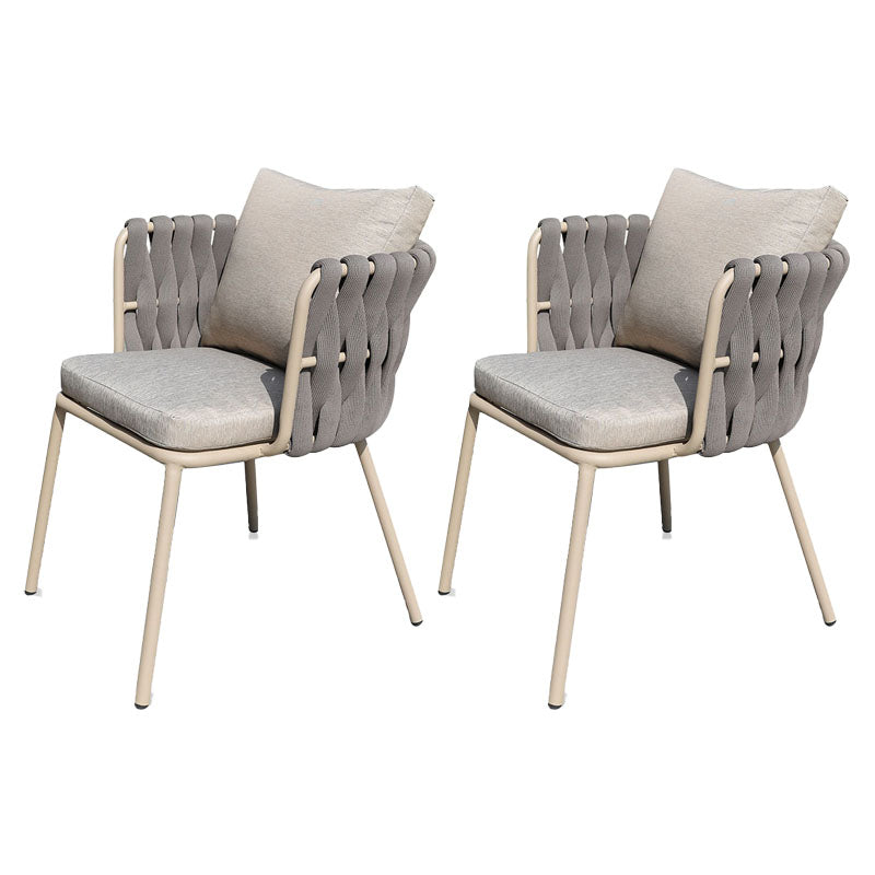 Tropical Gray Outdoor Bistro Chairs Open Back Patio Dining Armchair