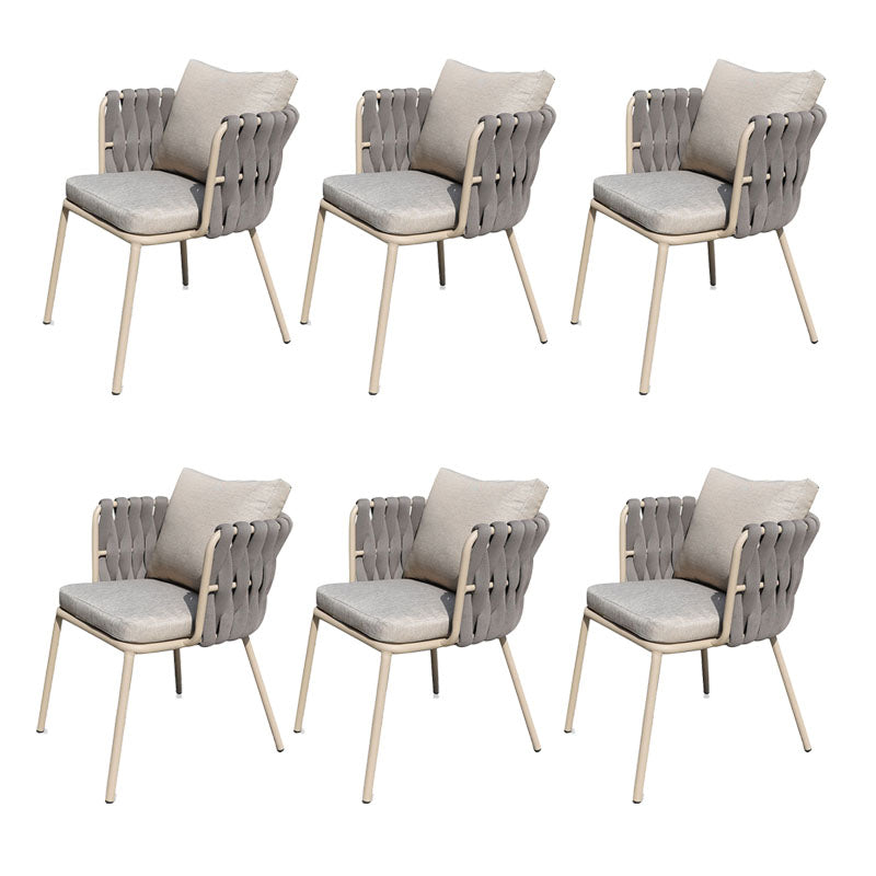 Tropical Gray Outdoor Bistro Chairs Open Back Patio Dining Armchair