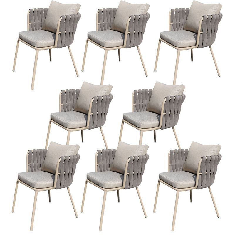 Tropical Gray Outdoor Bistro Chairs Open Back Patio Dining Armchair