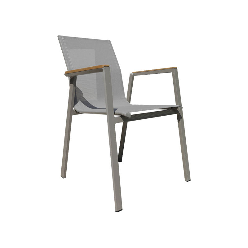 Contemporary Gray Outdoor Bistro Chairs Open Back Patio Dining Armchair