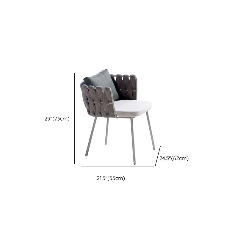 Contemporary Upholstered Outdoor Bistro Chairs Open Back Patio Dining Armchair
