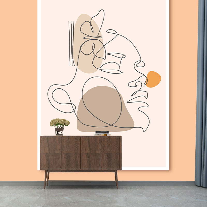Line Art Resistant Mural Wallpaper Illustration Sleeping Room Wall Mural