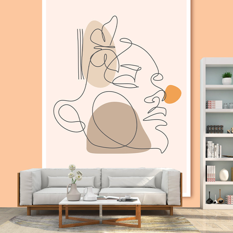 Line Art Resistant Mural Wallpaper Illustration Sleeping Room Wall Mural