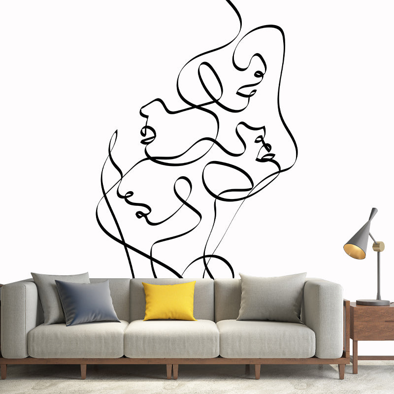 Line Art Resistant Mural Wallpaper Illustration Sleeping Room Wall Mural